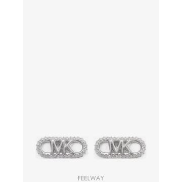 26 FW 마이클코어스 logo plaque crystal embellished earrings MKC165