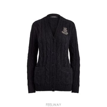 26 FW 로렌 랄프로렌 로고 장식 케이블 니트 가디건 200B27529001 TP459659604
