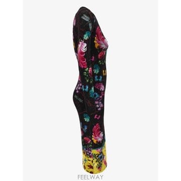 Versace 26 FW ������ü �÷η� �����ö��� ����Ʈ �̵� �巹�� 79HAO9P0JS491U39 TP45438984126 FW ������ü �÷η� �����ö��� ����Ʈ �̵� �巹�� 79
