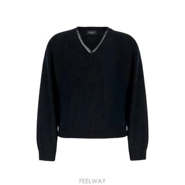 26 FW 파비아나필리피 튤 패널 V넥 스웨터 MAD216F035L930825 TP456531144