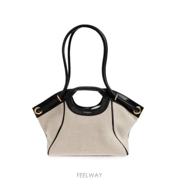 26 FW 발망 레더 트리밍 캔버스 토트 백 HN1FD074THBC TP456525948