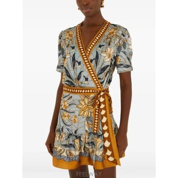 | Other Brand | 26 FW FARM Rio Stained Glass Beauty wrap mini dress 359023 T26 FW FARM Rio Stained Glass Beauty wrap mini dress 35
