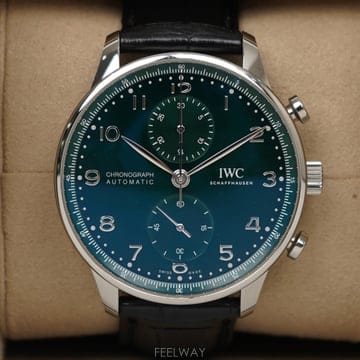 [중고명품] IWC 샤프하우젠 포르투기저 크로노그래프 그린 다이얼 41mm IW371615