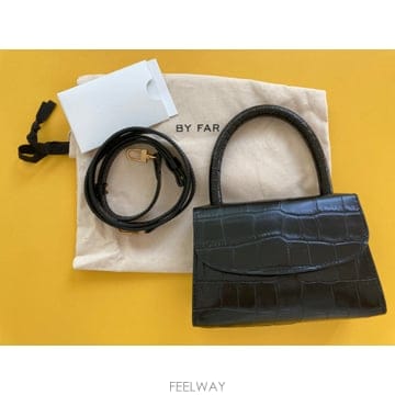 파격가!By Far 미니 블랙 Croco Embossed Leather Bag (크로스 포함)새상품 1점
