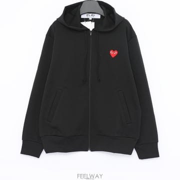 [국내신상]꼼데가르송 레드 하트 패치 로고 후드집업 남성 자켓 AX T172 051 1