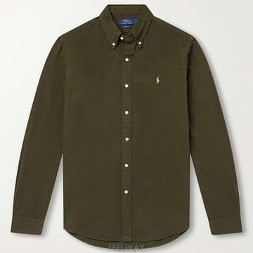 26 FW 폴로 랄프로렌 올리브그린 쉐이드 릴렉스 쉐이프 버튼다운칼라 롱슬리브 코튼 