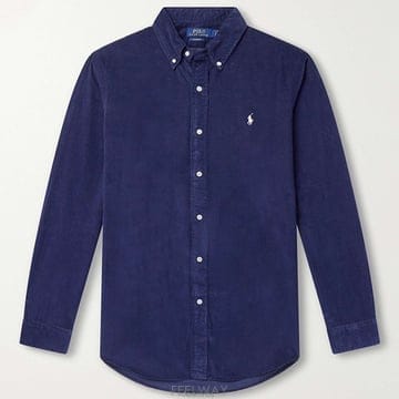26 FW 폴로 랄프로렌 네이비 버튼다운칼라 커브드 헴 릴렉스 코튼 코듀로이 롱슬리브 