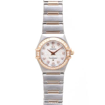 오메가 로즈골드 콤비 컨스틸레이션 베젤다이아 자개판 23mm 쿼츠 여성 시계kk99340552
