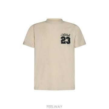 Off White 23 자수 크루넥 티셔츠 OMAA027S24JER005 0310 TP979677411