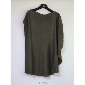 미 이세이미야케 me ISSEY MIYAKE 카키 언밸런스 탑
