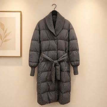 랄프로렌(RALPH LAUREN) 울 캐시미어 니트 카라 구스다운 롱 패딩 코트  XS사이즈
