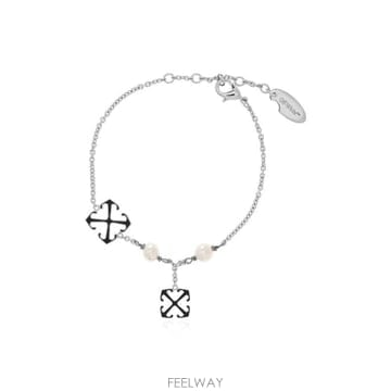 Off White Arrows 로고 인그레이빙 브레이슬릿 OWOA12VS26MET001 7210 TP9798