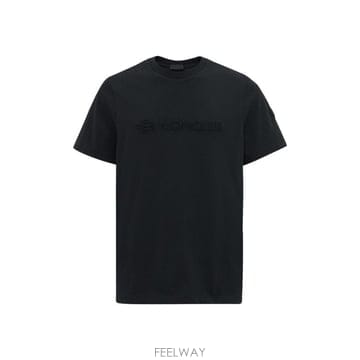 Moncler 로고 패치 크루넥 티셔츠 L20918C0001189AUG 999BLACK TP979872205