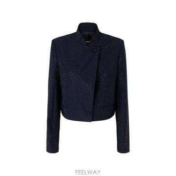 26 FW PINKO 라인스톤 장식 크롭 재킷 107673A3M0 TP459216456