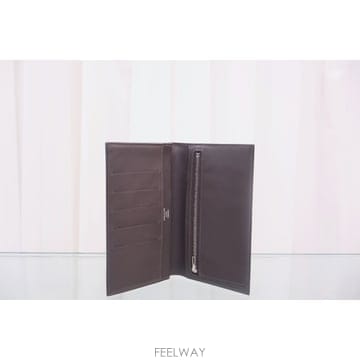 중고 에르메스 시티즌 트윌 실크인 장지갑 다크 초콜릿 브라운