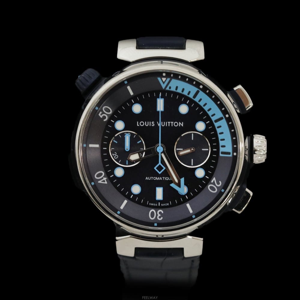 Louis Vuitton (�����߰���ǰ)���̺��� QA168Z ���θ� ��Ʈ��Ʈ ���̹� ũ�γ�׷��� ��ī�̶��� ���� 46mm(�����߰���ǰ)���̺��� QA168Z ���θ� ��Ʈ��Ʈ ���̹� 