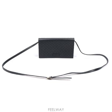 Gucci(구찌) 466507 블랙 GG로고 마이크로시마 레더 클러치 크로스백
