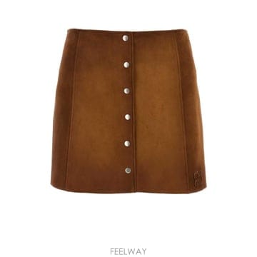 26FW 미우미우 스웨이드 버튼업 미니 스커트 MPD859SOOO19QL F0046 Brown