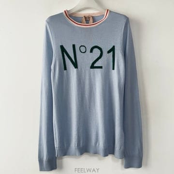 N21 빅 로고 크루넥 울 니트