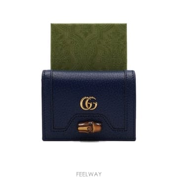 구찌 658244 블루 뱀부레더 금장 GG 로고 반지갑aa68577