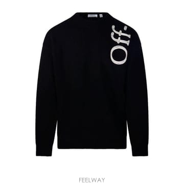 오프화이트 북키쉬 로고 니트 점퍼 44MHE213F26K001 001BLACK TP979896992