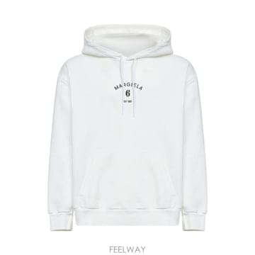 MM6 Maison Margiela 로고 프린트 드로스트링 후드티 SH2GU0031M25014 101 TP9