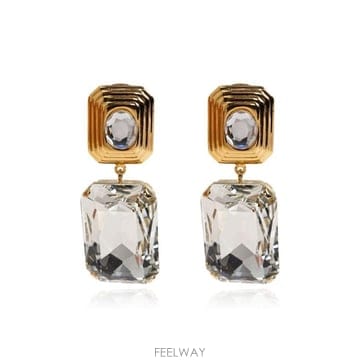 Alessandra Rich Embellished 클립온 이어링 FABA3359J0024 0002CRYGOL