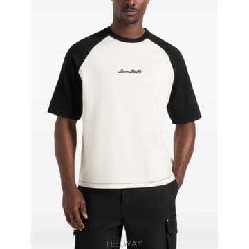 26 FW Maniere De Voir  화이트 블랙 시그니처 래글런 코튼 티셔츠 UNX0036 TP4555