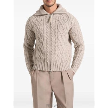 26 FW Maniere De Voir Amael in taupe cable knit wool blend c