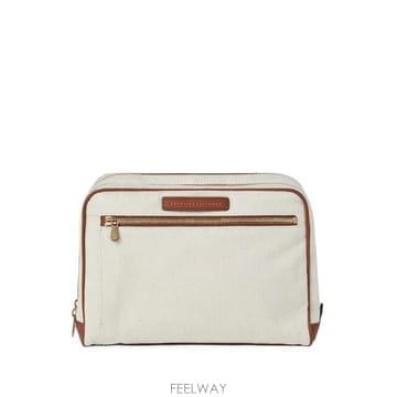 Brunello Cucinelli 26 FW ���ڷ� ��ġ�ڸ� leather trim canvas pouch MWNGBU202CFT08 TP426 FW ���ڷ� ��ġ�ڸ� leather trim canvas pouch MWNG