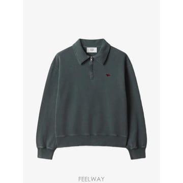 26 FW 메종 키츠네 Profile logo embroidered half zip polo shirts M