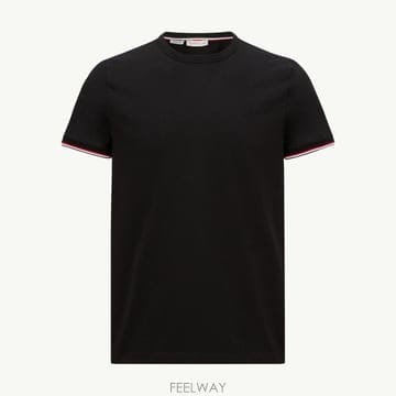 (국내A/S가능) 몽클레르 트리컬러 트리밍 코튼 티셔츠 남성 블랙 L10918C7160087296999