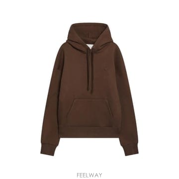 Ami ���Ϲ�� �ƹ� Brown cotton hoodie with embossed Ami de Coeur���Ϲ�� �ƹ� Brown cotton hoodie with embossed Ami de