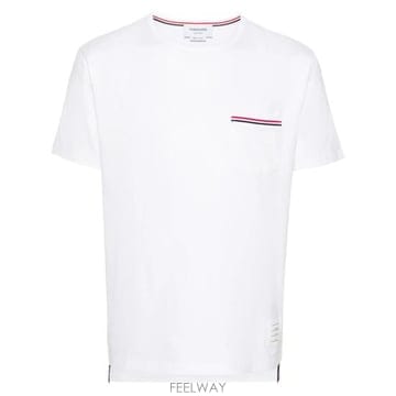 Thom Browne 27SS ����� �̵�� ����Ʈ ���� �� ���� ũ��� Ƽ���� MJS010A 01454 100 WHITE27SS ����� �̵�� ����Ʈ ���� �� ���� ũ��� Ƽ����