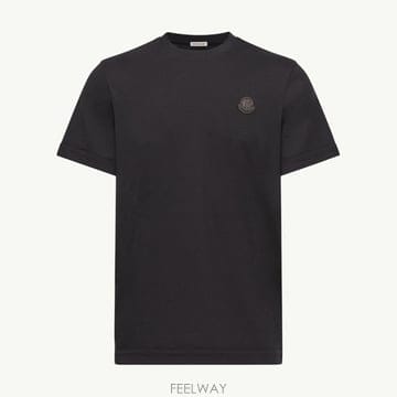(국내A/S가능) 몽클레르 더블 레더 로고 코튼 티셔츠 남성 다크블루 L20918C000438390T778
