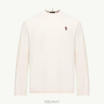 (국내A/S가능) 몽클레르 로고 코튼 긴팔 티셔츠 남성 화이트 L20978D0000589AW1041