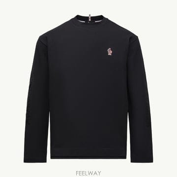 (국내A/S가능) 몽클레르 로고 코튼 긴팔 티셔츠 남성 블랙 L20978D0000589AW1999