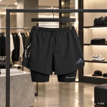 아디다스 x 송 포 더 뮤트 2 in 1 러닝쇼츠 반바지 블랙