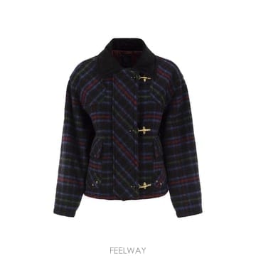 26FW 페이 체크 울 블렌드 자켓 with 훅 fastenings NAW11533100YMU0ALZ TP5
