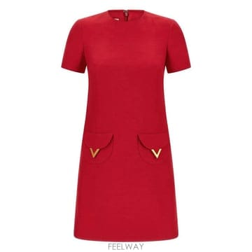 Valentino 26SS �߷�Ƽ�� Vlogo �ñ״�ó �� �� ��ũ �巹�� BVAJD51CFR9M TP57070241626SS �߷�Ƽ�� Vlogo �ñ״�ó �� �� ��ũ �巹�� BVAJD51