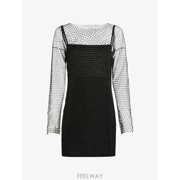 26 FW 칼라거펠트 라인스톤 장식 미니 드레스 B4W13014999 TP457610151