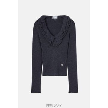 GANNI [G95]���� A1040528252 ���� ��Ʈ Ǯ���� ������ ����� RIBBED MERINO FRILL TO[G95]���� A1040528252 ���� ��Ʈ Ǯ���� ������ ����� R