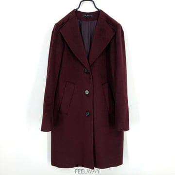 띠어리 여성 간절기 캐시미어 모직코트 와인80   47730