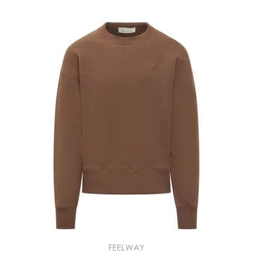 26FW 아미 톤온톤 하트 로고 코튼 스웨트셔츠 USW755749 2221 MARRON CHOCOLATE