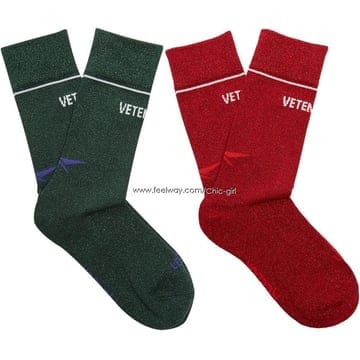 (당일배송) VETEMENTS 베트멍 x 리복 로고 글리터 양말 2종
