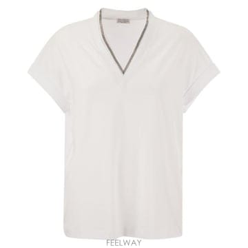 26SS 브루넬로 쿠치넬리 폴로 티셔츠 M0T18BD222 WHITE