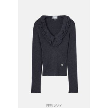 26 F/W 가니 리브드 메리노 프릴 탑 A1040528252 B0032499226