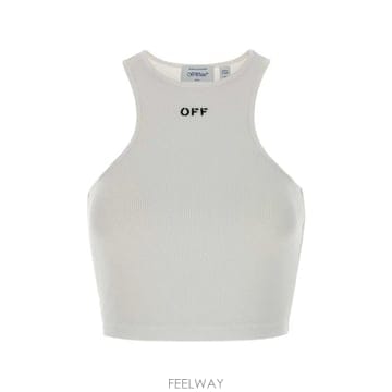 26FW 오프화이트 민소매 티셔츠 2FA00671T W102 WHITE BLACK
