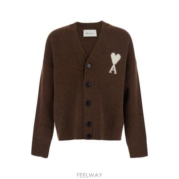 26FW 아미 빅 하트 로고 알파카 니트 가디건 UKC365KN0135A362 Brown