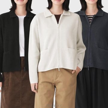 무인양품 MUJI 여성 가디건 워셔블 풀집업 카라 26FW